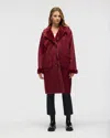 Nvlt Faux Fur Trim Faux Suede Jacket In Red