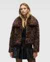 Nvlt Fox Faux Fur Crop Jacket In Animal Print