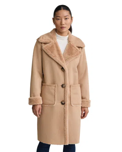 Nvlt Women's Mid Length Shearling Coat In Brown