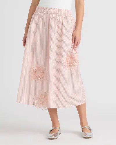 Nvlt Women's Midi Skirt With Floral Applique In Pink
