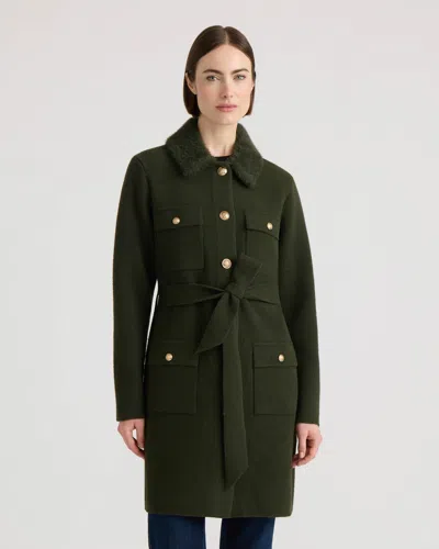 Nvlt Women's Mink Eyelash Coatigan With Long Hair Eyelash Collar In Green