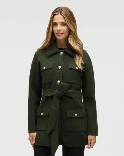 Nvlt Women's Mixed Media Military Belted Mink Coatigan In Green