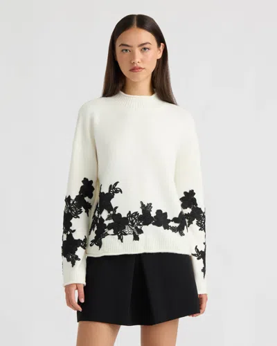 Nvlt Women's Mock Neck Appliqué Sweater In White