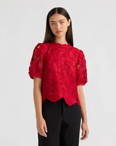 Nvlt Women's Mock Neck Lace Top In Red