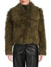Nvlt Women's Long Hair Luxious Faux Fur Jacket In Green