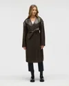 Nvlt Belted Faux Leather Trench Coat In Brown