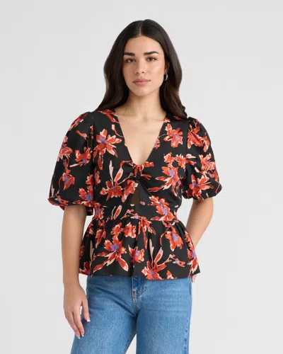 Nvlt Women's Puff Sleeve Top In Black