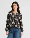 Nvlt Split Neck Challis Top In Black