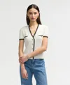 Nvlt Stripe Short Sleeve Crop Cardigan In Black