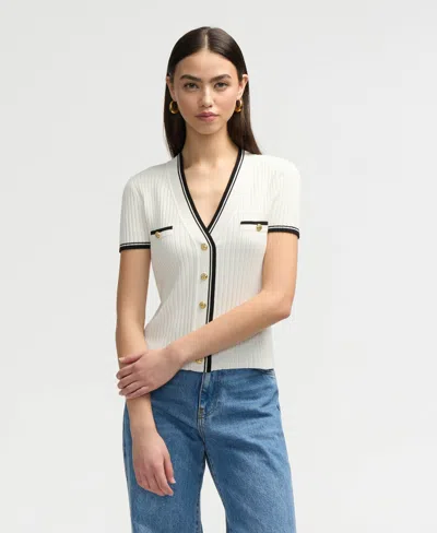 Nvlt Women's Short Sleeve Cardigan Sweater In Black