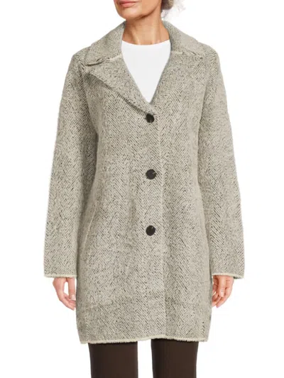 Nvlt Women's Single-breasted Herringbone Coat In Gray
