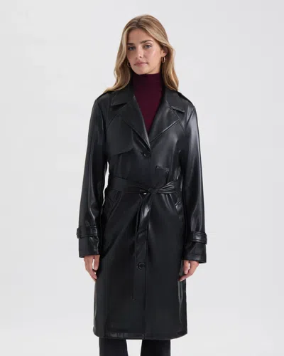 Nvlt Faux Leather Trench Coat In Black