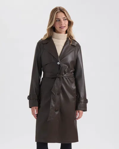 Nvlt Women's Single Breasted Pu Trench Coat In Brown
