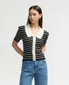Nvlt Stripe Short Sleeve Cotton Blend Sweater In Multi