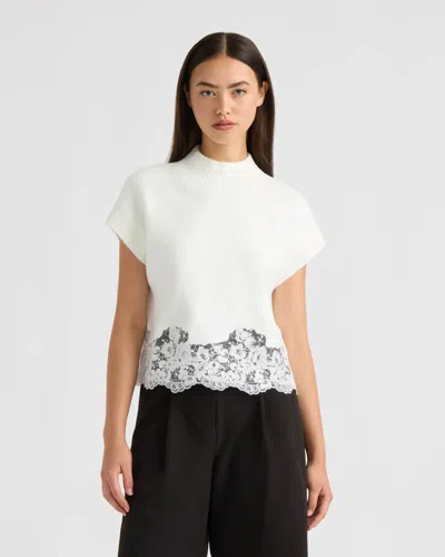 Nvlt Women's Sleeveless Lace Hem Sweater In White
