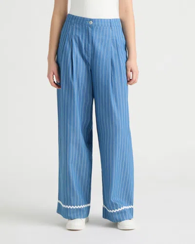 Nvlt Women's Wide Leg Trousers With Double Pleats In Blue