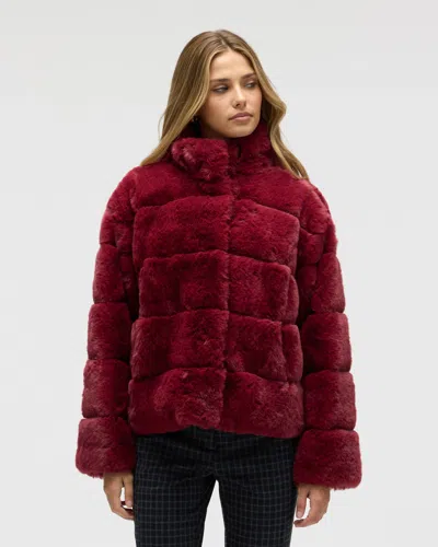 Nvlt Boxy Faux Fur Jacket In Red