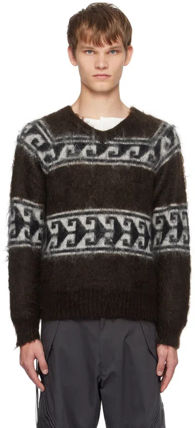 Nvrfrgt Brown V-neck Sweater