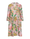 Nvsco 2107 Woman Mini Dress Pink Size 10 Linen, Cotton In Pink
