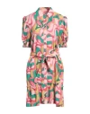 Nvsco 2107 Woman Mini Dress Pink Size 12 Linen, Viscose