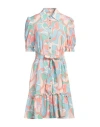 Nvsco 2107 Woman Mini Dress Sky Blue Size 10 Linen, Viscose In Blue