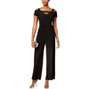 Nw Nightway Petites Womens Wide Leg Party Jumpsuit In Black