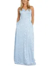 NW NIGHTWAY PETITES WOMENS LACE LONG EVENING DRESS