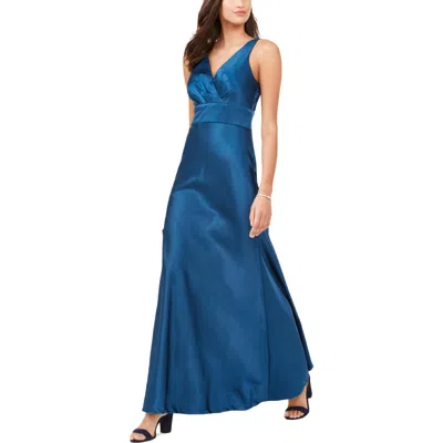 Nw Nightway Petites Womens Satin Long Maxi Dress In Blue