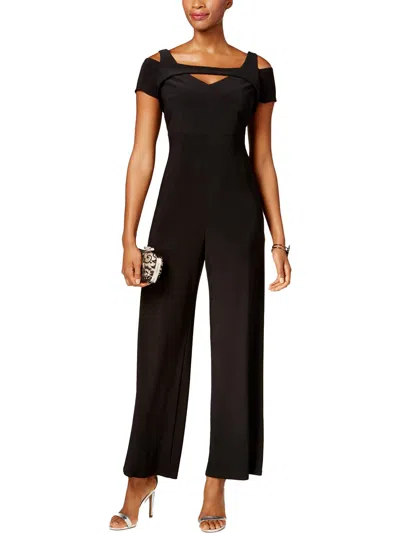 Nw Nightway Petites Womens Wide Leg Party Jumpsuit In Black