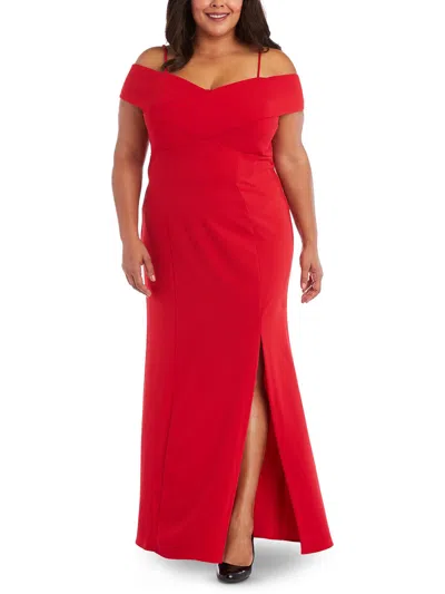 Nw Nightway Plus Womens Cold Shoulder Sweetheart Evening Dress In Red