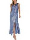 NW NIGHTWAY WOMENS CRINKLE FOIL LONG EVENING DRESS