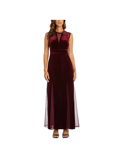 Nw Nightway Womens Velvet Long Evening Dress In Red