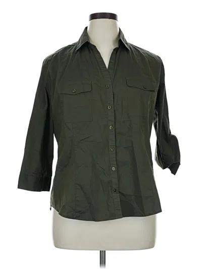 Pre-owned Ny & C 3/4 Sleeve Button Down Shirt In Green