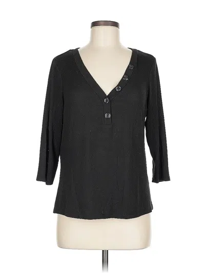 Pre-owned Ny & C 3/4 Sleeve Top Black Open Neckline Tops