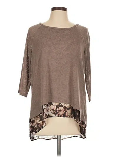 Pre-owned Ny & C 3/4 Sleeve Top Brown Boatneck Tops
