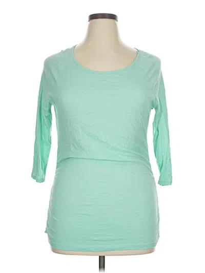 Pre-owned Ny & C 3/4 Sleeve Top Teal Scoop Neck Tops