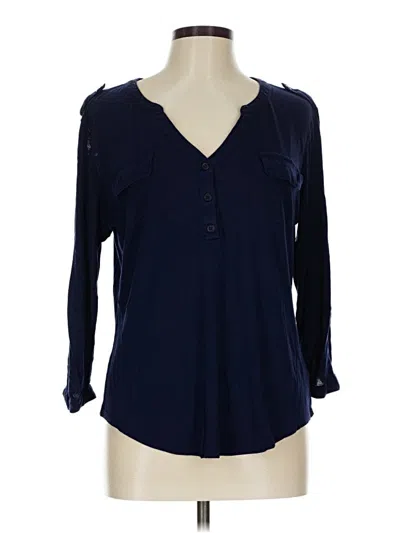 Pre-owned Ny & C Long Sleeve Blouse In Blue
