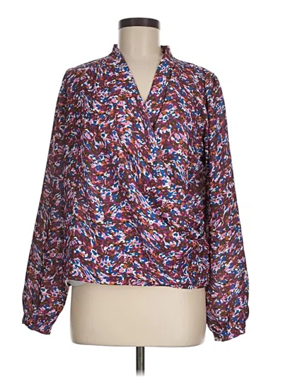 Pre-owned Ny & C Long Sleeve Blouse In Blue