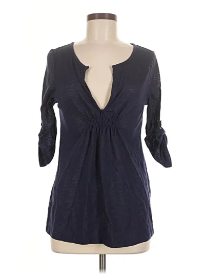 Pre-owned Ny & C Long Sleeve Blouse In Blue