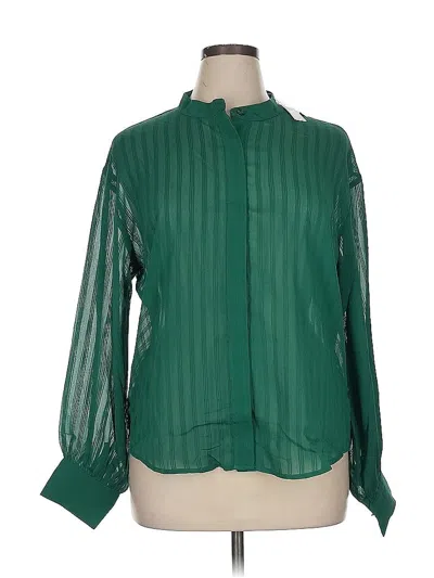 Pre-owned Ny & C Long Sleeve Blouse In Green