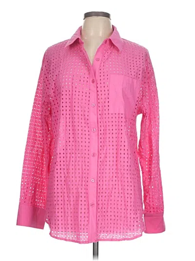 Pre-owned Ny & C Long Sleeve Blouse In Pink