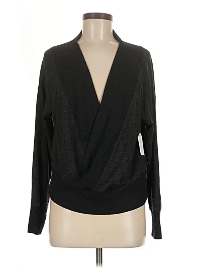 Ny & C Long Sleeve Top Black Plunge Neckline Tops