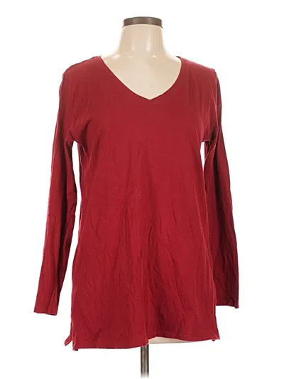 Pre-owned Ny & C Long Sleeve Top Burgundy V-neck Tops