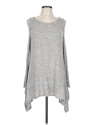 Pre-owned Ny & C Long Sleeve Top Gray Cold Shoulder Neckline Tops