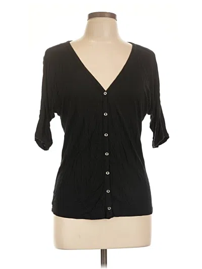 Pre-owned Ny & C Short Sleeve Blouse In Black