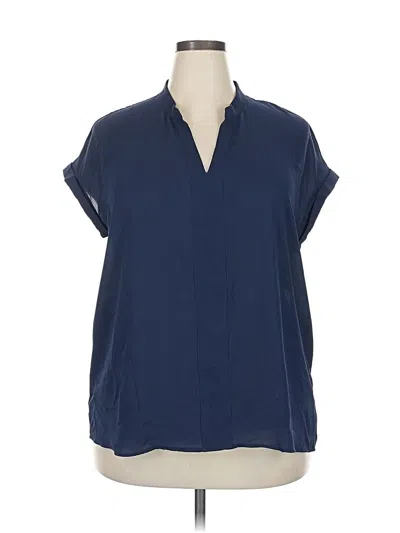 Pre-owned Ny & C Short Sleeve Blouse In Blue