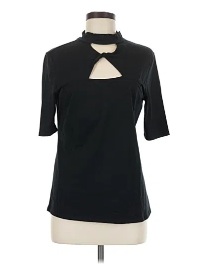 Pre-owned Ny & C Short Sleeve Top Black Keyhole Neckline Tops