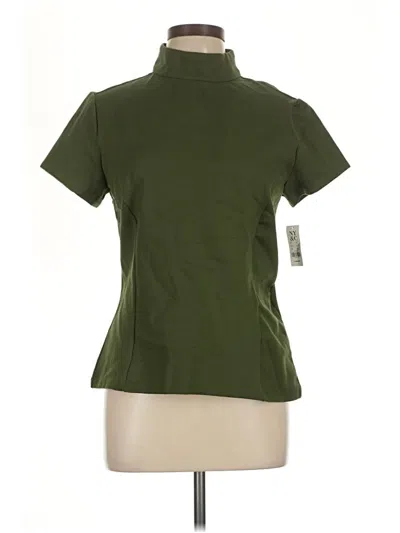 Pre-owned Ny & C Short Sleeve Top Green Mock Neckline Tops