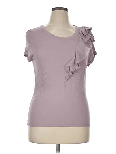 Pre-owned Ny & C Short Sleeve Top Purple Ruffles Neckline Tops