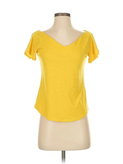 Pre-owned Ny & C Short Sleeve Top Yellow Sweetheart Neckline Tops